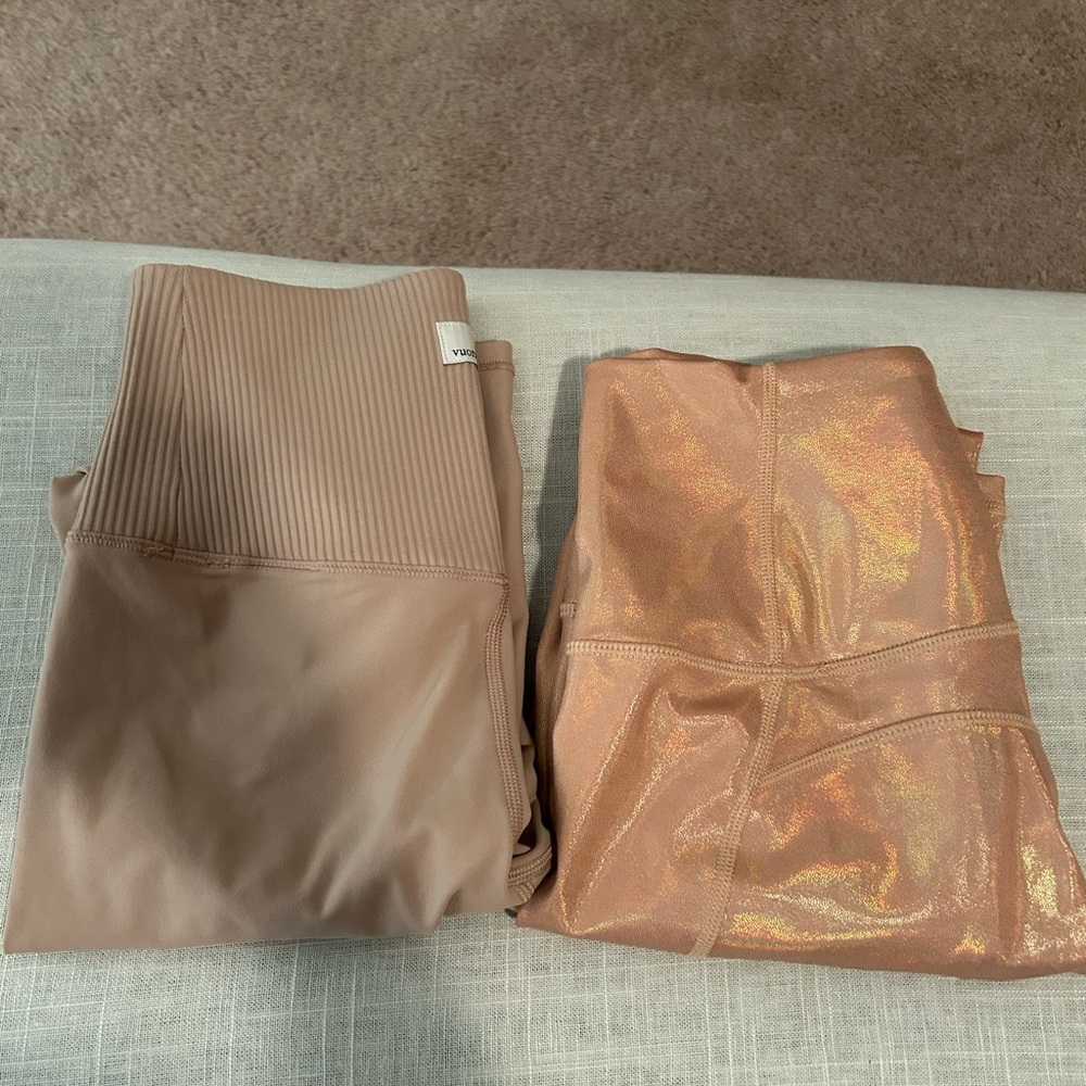 Tan and Shimmering Gold Leggings